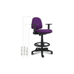 Taburete de oficina KAROL, giratorio con ruedas, brazos regulables, aro poliamida Taburete de oficina KAROL, giratorio con ruedas, brazos regulables, aro poliamida