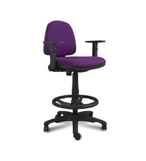 Taburete de oficina KAROL, giratorio con ruedas, brazos regulables, aro poliamida Taburete de oficina KAROL, giratorio con ruedas, brazos regulables, aro poliamida
