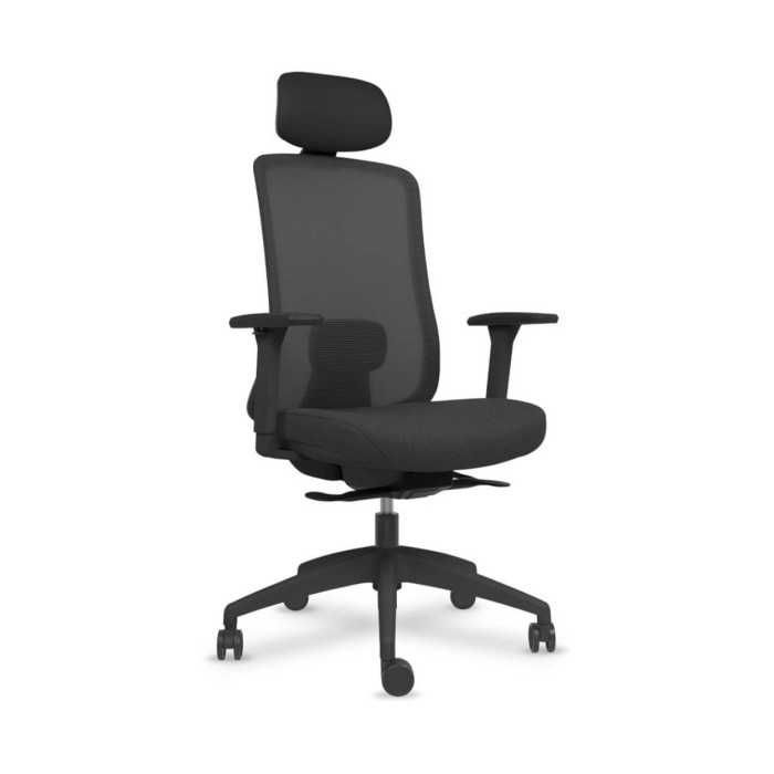 Silla ergonómica de oficina modelo Lando con cabezal, brazos regulables, mecanismo SYNCRO