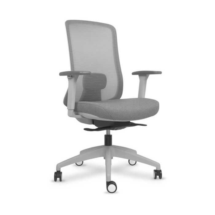 Silla ergonómica de oficina modelo Lando gris, brazos regulables, mecanismo SYNCRO