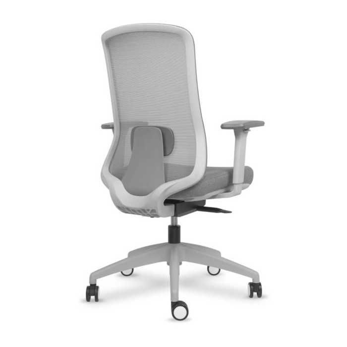 Silla ergonómica de oficina modelo Lando gris, brazos regulables, mecanismo SYNCRO