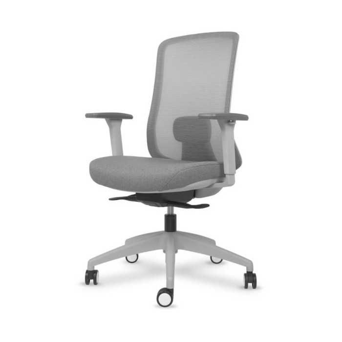 Silla ergonómica de oficina modelo Lando gris, brazos regulables, mecanismo SYNCRO