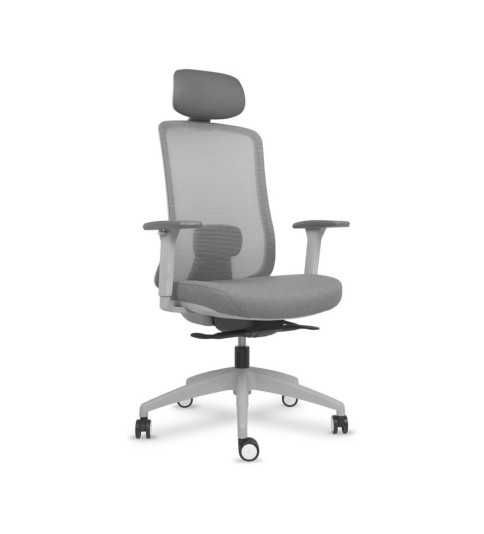 Silla ergonómica de oficina modelo Lando gris con cabezal, brazos regulables, mecanismo SYNCRO Silla ergonómica de oficina modelo Lando gris con cabezal, brazos regulables, mecanismo SYNCRO