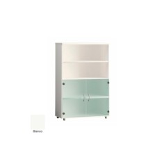 Armario de oficina medio serie MOB, con puertas bajas de cristal