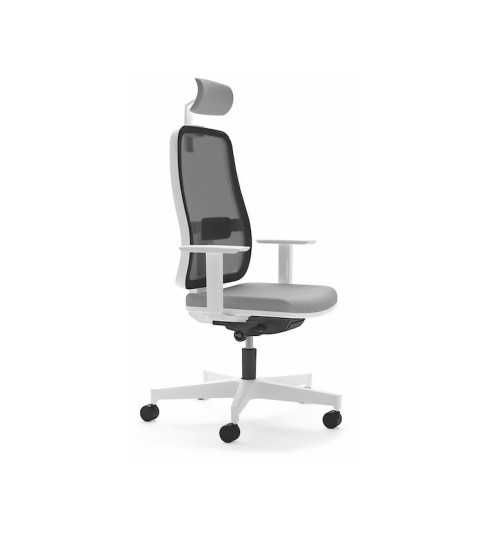 Silla de escritorio ergonómica BLAZE blanca con cabezal respaldo malla uso 8 horas Silla de escritorio ergonómica BLAZE blanca con cabezal respaldo malla uso 8 horas