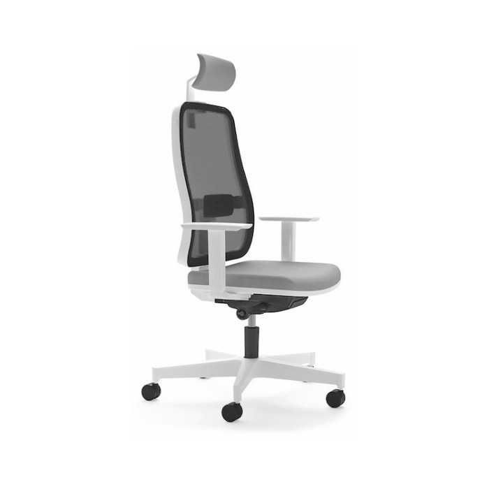 Silla de escritorio ergonómica BLAZE blanca con cabezal respaldo malla uso 8 horas Silla de escritorio ergonómica BLAZE blanca con cabezal respaldo malla uso 8 horas