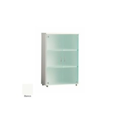 Armario de oficina medio serie MOB, con puertas de cristal