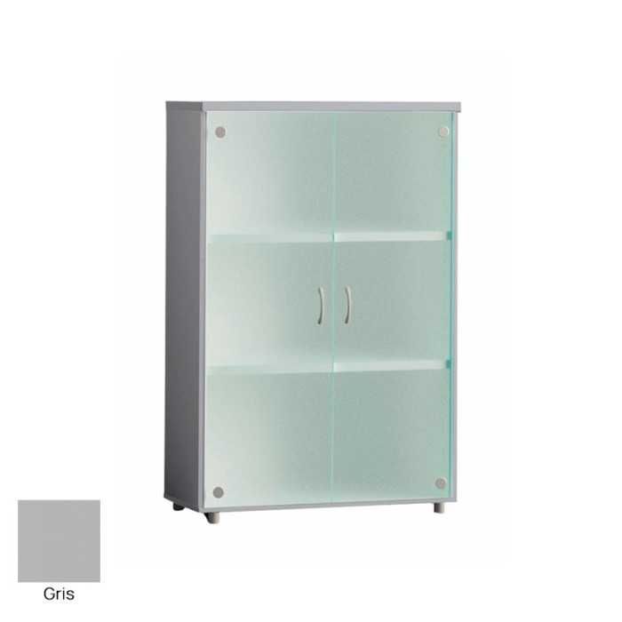 Armario de oficina medio serie MOB, con puertas de cristal