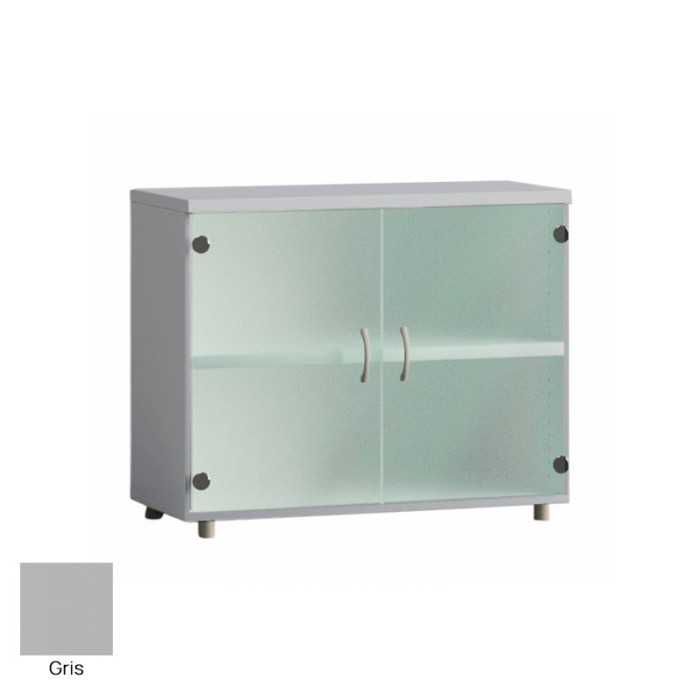 Armario de oficina bajo serie MOB, con puertas de cristal