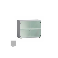 Armario de oficina bajo serie MOB, con puertas de cristal