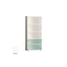 Armario de oficina alto serie MOB, con puertas bajas de cristal 