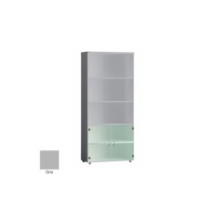 Armario de oficina alto serie MOB, con puertas bajas de cristal 