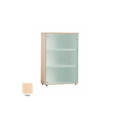 Armario de oficina medio serie MOB, con puertas de cristal
