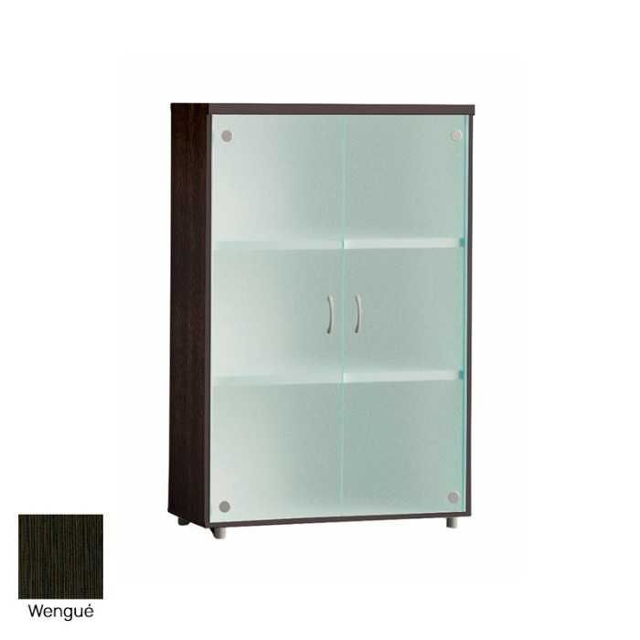 Armario de oficina medio serie MOB, con puertas de cristal