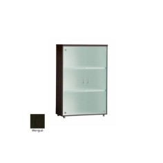 Armario de oficina medio serie MOB, con puertas de cristal