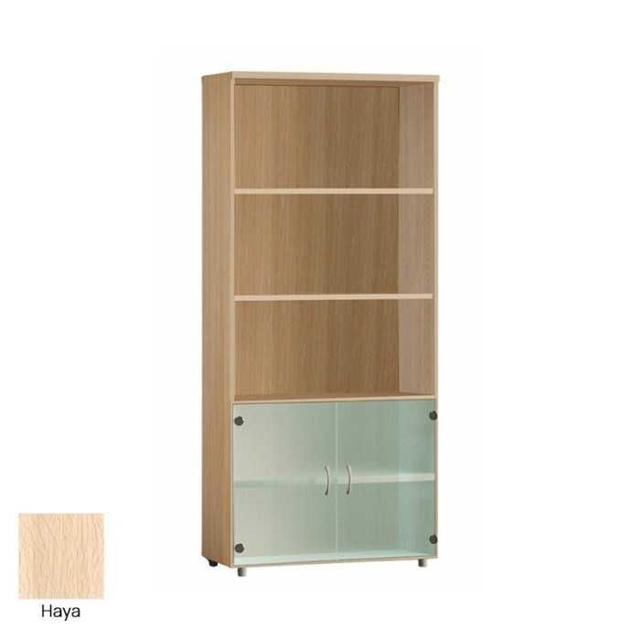 Armario de oficina alto serie MOB, con puertas bajas de cristal