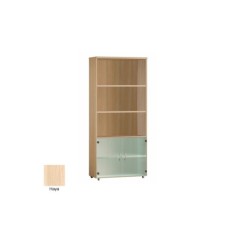 Armario de oficina alto serie MOB, con puertas bajas de cristal 