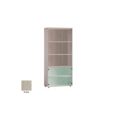 Armario de oficina alto serie MOB, con puertas bajas de cristal 
