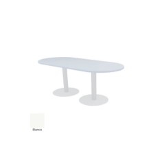 Mesa de reunión ovalada con bases cilíndricas metálicas de Euromof Mesa de reunión ovalada con bases cilíndricas metálicas de Euromof