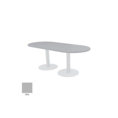Mesa de reunión ovalada con bases cilíndricas metálicas de Euromof Mesa de reunión ovalada con bases cilíndricas metálicas de Euromof