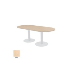 Mesa de reunión ovalada con bases cilíndricas metálicas de Euromof Mesa de reunión ovalada con bases cilíndricas metálicas de Euromof