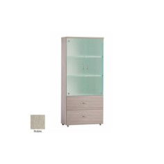 Armario de oficina alto serie MOB, con puertas de cristal y dos archivos