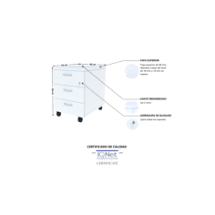 Cajonera Buck con ruedas cajón y archivo