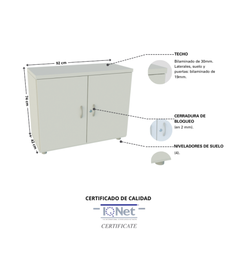 Armario de oficina bajo serie MOB, con puertas Armario de oficina bajo serie MOB, con puertas
