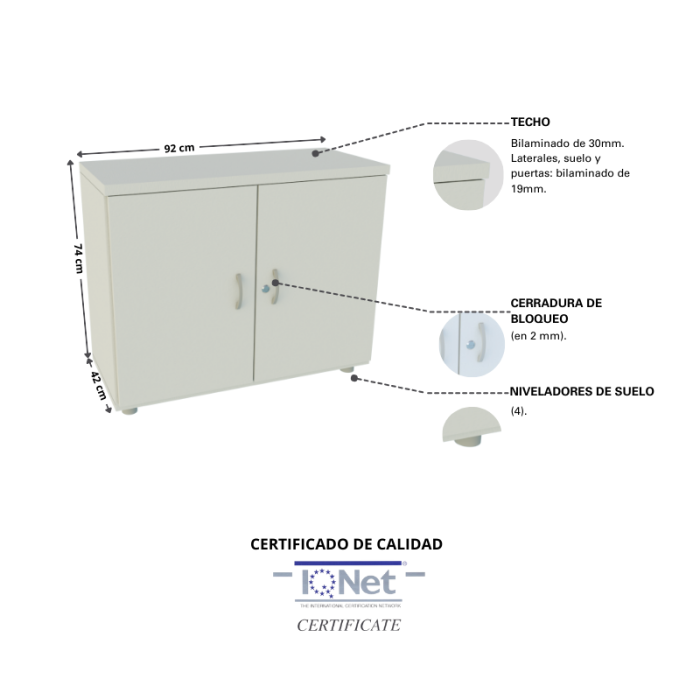 Armario de oficina bajo serie MOB, con puertas