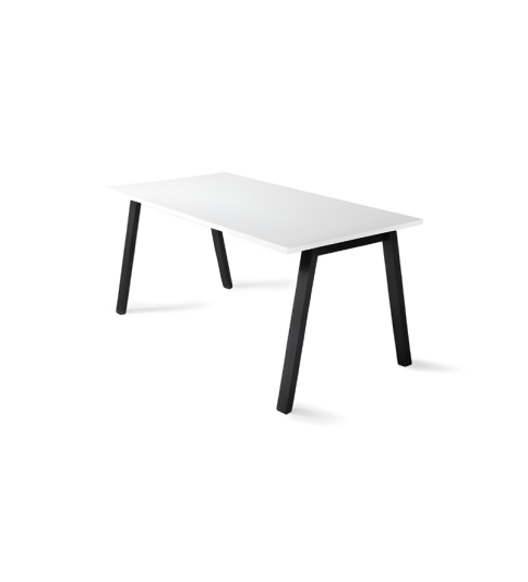 Mesa de oficina ATRIO, patas metálicas abiertas, tablero en blanco u olmo, fondo 80 cm Mesa de oficina ATRIO, patas metálicas abiertas, tablero en blanco u olmo, fondo 80 cm