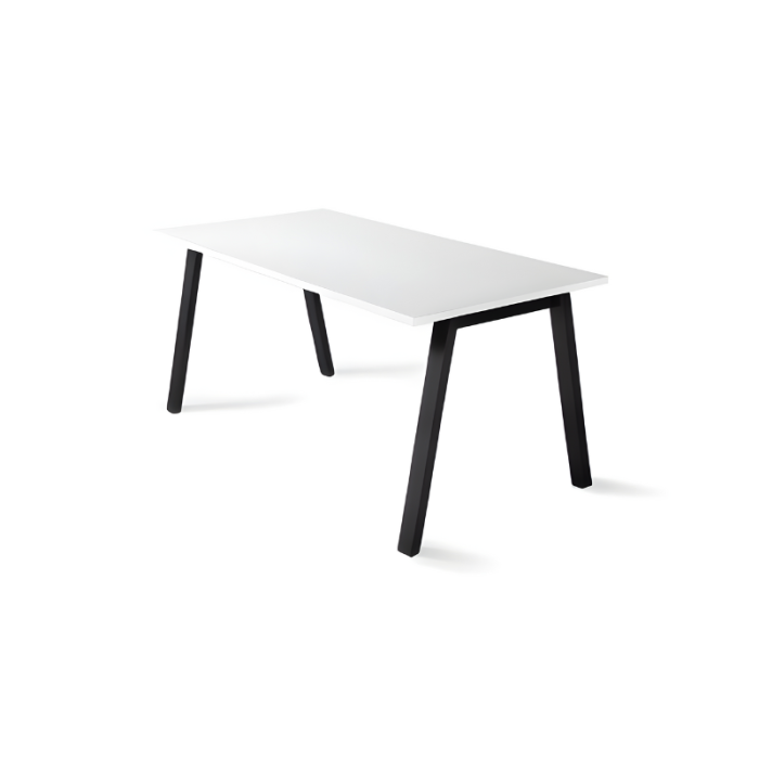Mesa de oficina ATRIO, patas metálicas abiertas, tablero en blanco u olmo, fondo 80 cm Mesa de oficina ATRIO, patas metálicas abiertas, tablero en blanco u olmo, fondo 80 cm