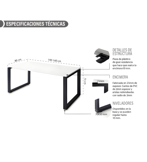 Mesa de oficina SKALA Blanco/Olmo