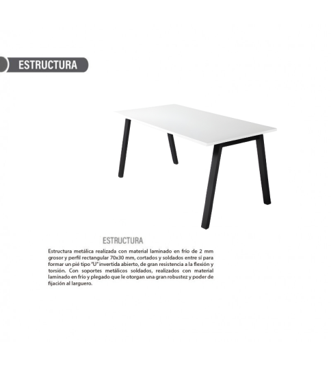 Mesa de oficina ATRIO, patas metálicas abiertas, tablero en blanco u olmo, fondo 80 cm