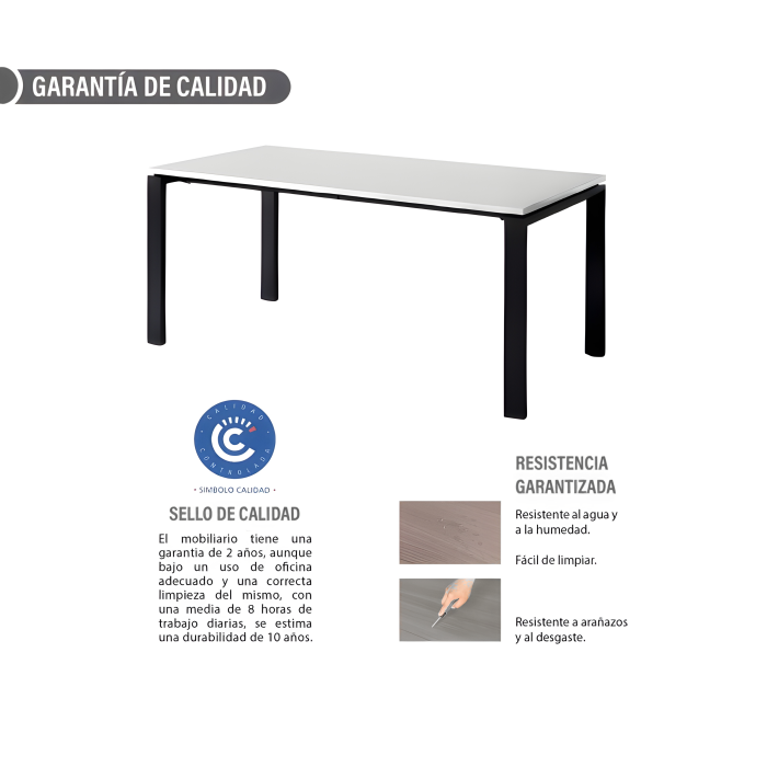 Mesa de oficina PORTICO, fondo 80 cm, tablero blanco/olmo, estructura metálica