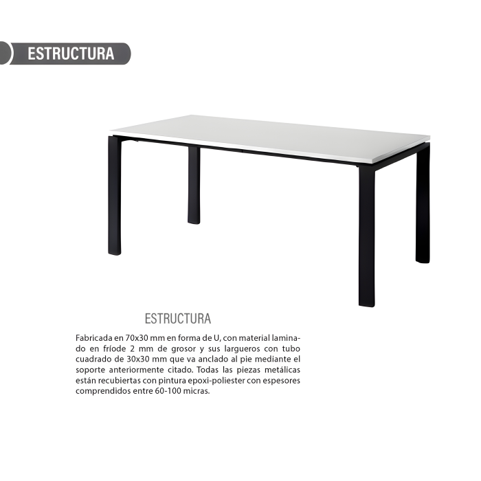 Mesa de oficina PORTICO, fondo 80 cm, tablero blanco/olmo, estructura metálica