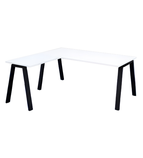 Mesa de oficina ATRIO, patas metálicas abiertas, tablero en blanco u olmo, fondo 80 cm Mesa de oficina ATRIO, patas metálicas abiertas, tablero en blanco u olmo, fondo 80 cm