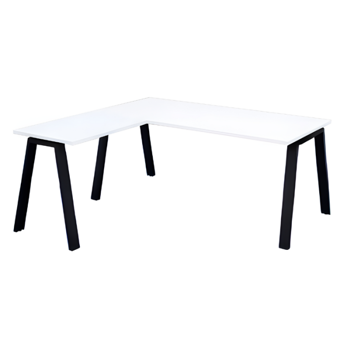 Mesa de oficina ATRIO, patas metálicas abiertas, tablero en blanco u olmo, fondo 80 cm Mesa de oficina ATRIO, patas metálicas abiertas, tablero en blanco u olmo, fondo 80 cm