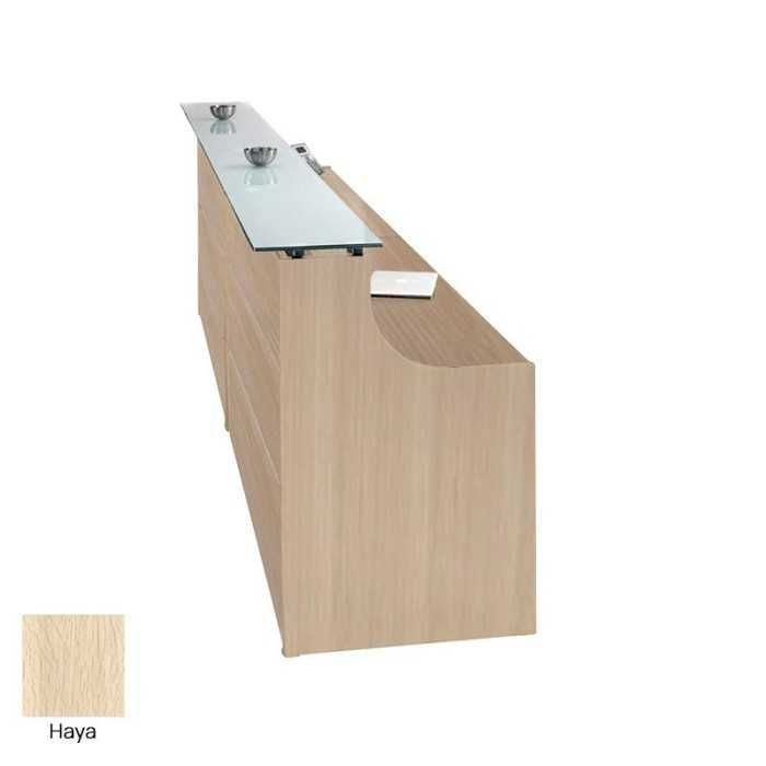 Conjunto de mostrador recepción recto encimera de cristal serie EURO