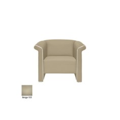 Sofá sala de espera S-BALDY 1 plaza, detalles curvos, patas acero, polipiel