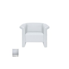 Sofá sala de espera S-BALDY 1 plaza, detalles curvos, patas acero, polipiel