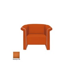 Sofá sala de espera S-BALDY 1 plaza, detalles curvos, patas acero, polipiel