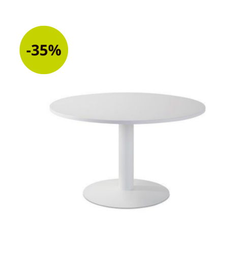 Mesa de reunión redonda pie metálico Blanco/Olmo de 110 CM Mesa de reunión redonda pie metálico Blanco/Olmo de 110 CM