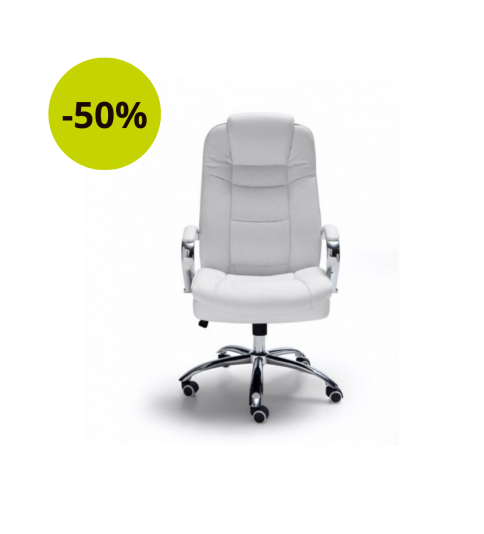Sillón de oficina TOLEDO acolchado de gran grosor en ecopiel, base de aluminio, polipiel blanco Sillón de oficina TOLEDO acolchado de gran grosor en ecopiel, base de aluminio, polipiel blanco