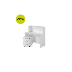 Mostrador recepción BASIC ancho 120 cm + cajonera 3 cajones, color blanco Mostrador recepción BASIC ancho 120 cm + cajonera 3 cajones, color blanco