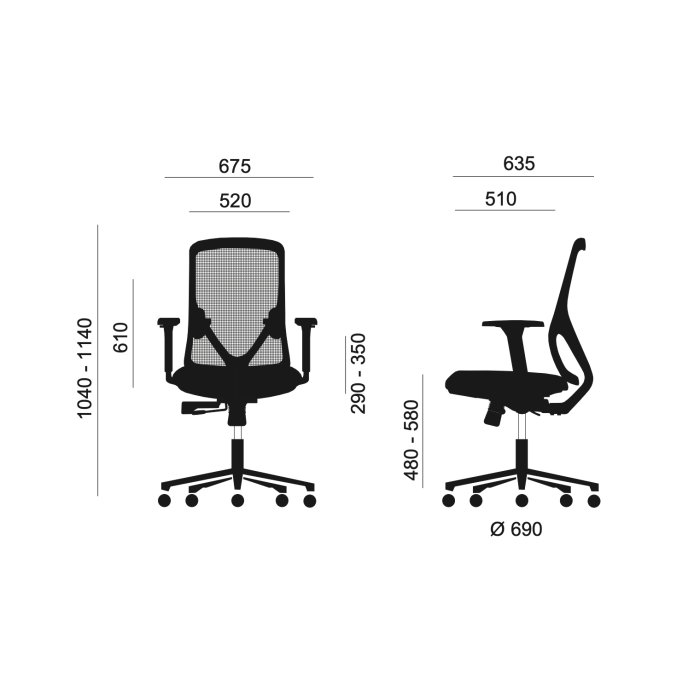 Silla ergonómica de oficina LYON de Euromof, en acabado negro Sillería Euromof - 8