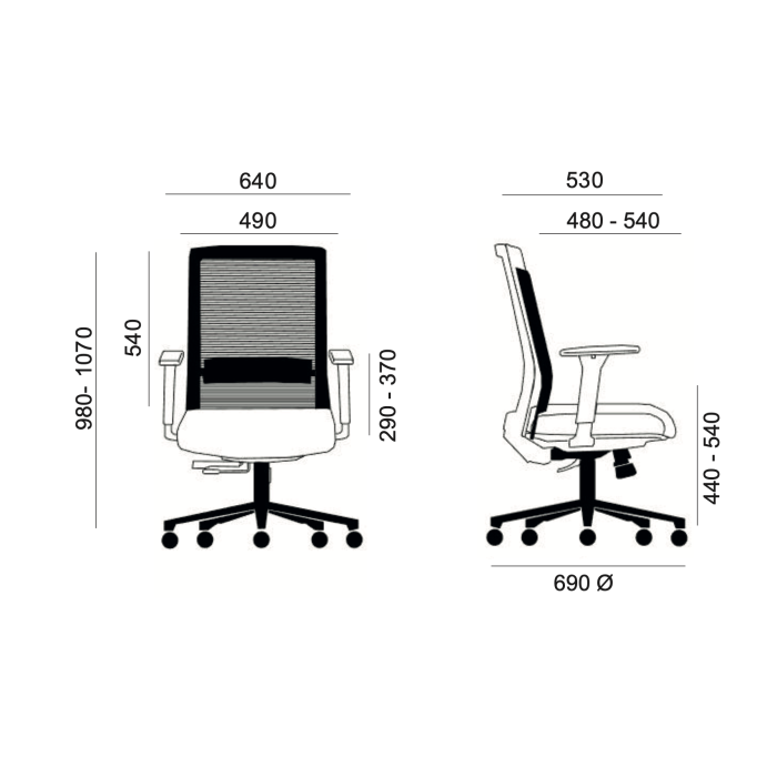 Silla ergonómica modelo Niza Negra Cabezal de Euromof Sillería Euromof - 6