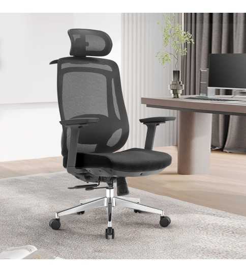 Silla ergonómica de oficina Goya con respaldo de malla, cabezal y soporte lumbar  - 2 Silla ergonómica de oficina Goya con respaldo de malla, cabezal y soporte lumbar  - 2