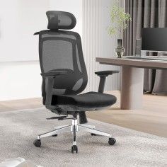 Silla ergonómica de oficina Goya con respaldo de malla, cabezal y soporte lumbar  - 2