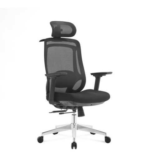 Silla ergonómica de oficina Goya con respaldo de malla, cabezal y soporte lumbar  - 1 Silla ergonómica de oficina Goya con respaldo de malla, cabezal y soporte lumbar  - 1
