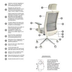 Silla ergonómica modelo Niza de Euromof Blanca Sillería Euromof - 5